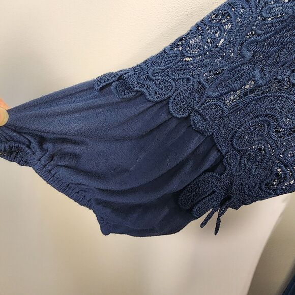 Roamans Women Tunic Top Plus Size 18/20 Embroidered Lace Stretch Knit 3/4 Sleeve - Picture 6 of 10